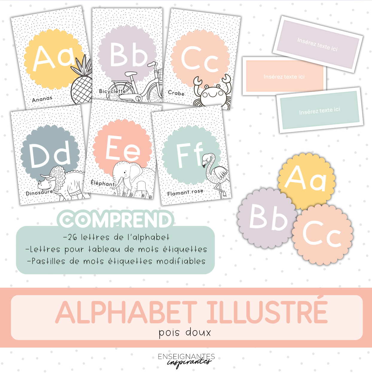 Alphabet illustré (pois doux)
