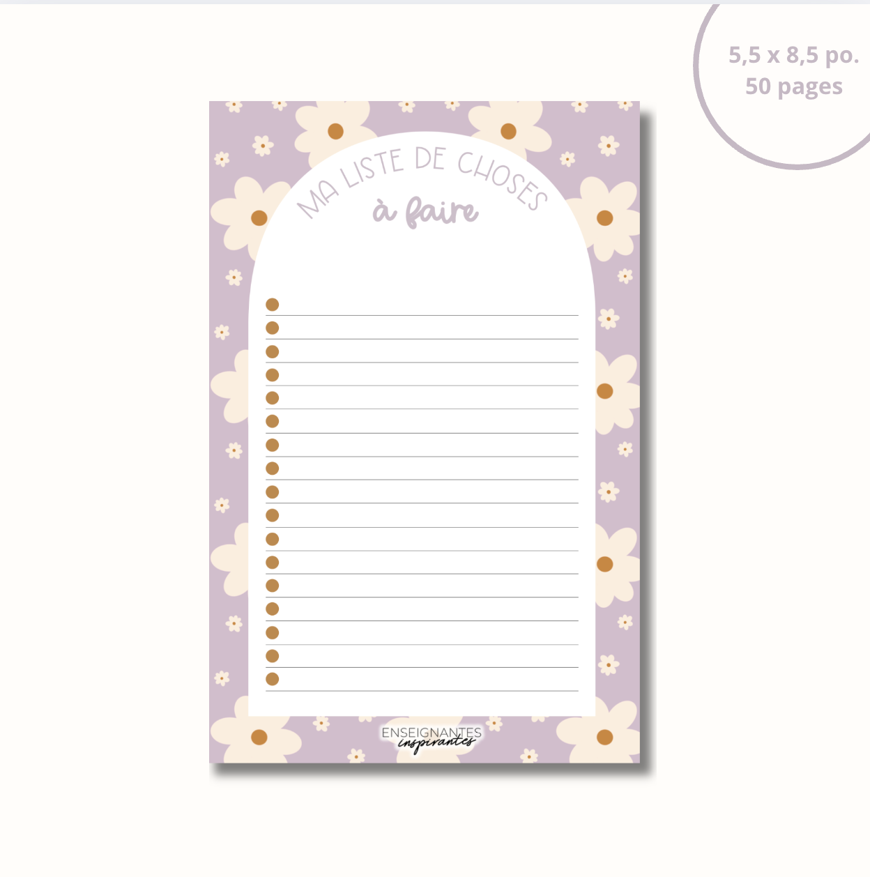 Image of Bloc-note - Ma liste de choses à faire (marguerites lilas)