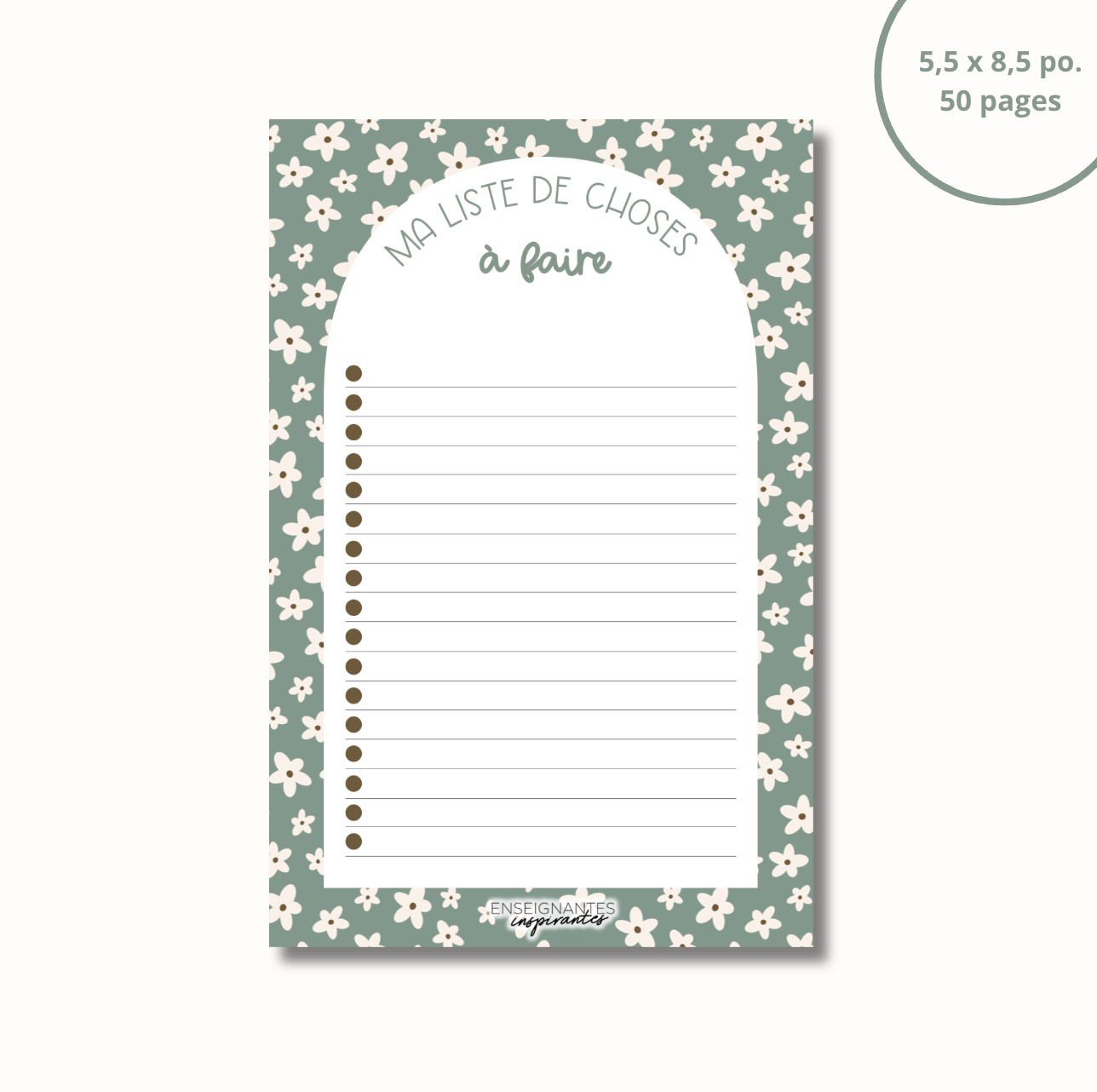 Image of Bloc-note - Ma liste de choses à faire (sauge)