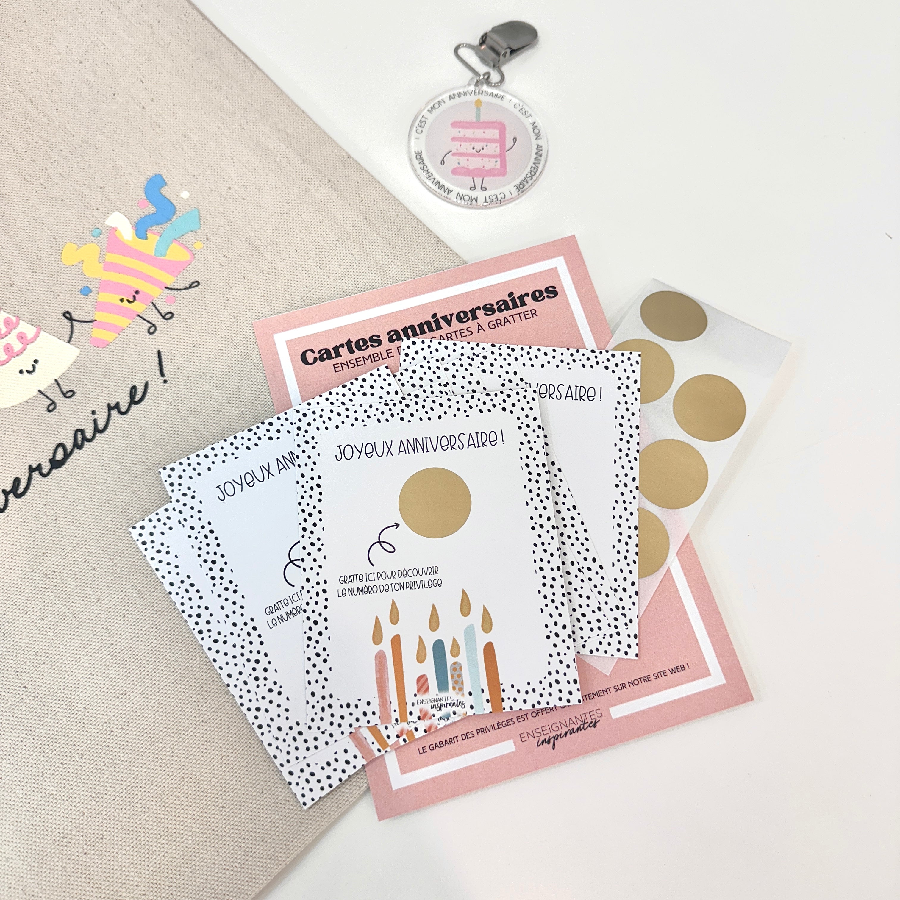 Ensemble de 10 cartes à gratter d’anniversaire (chandelles)