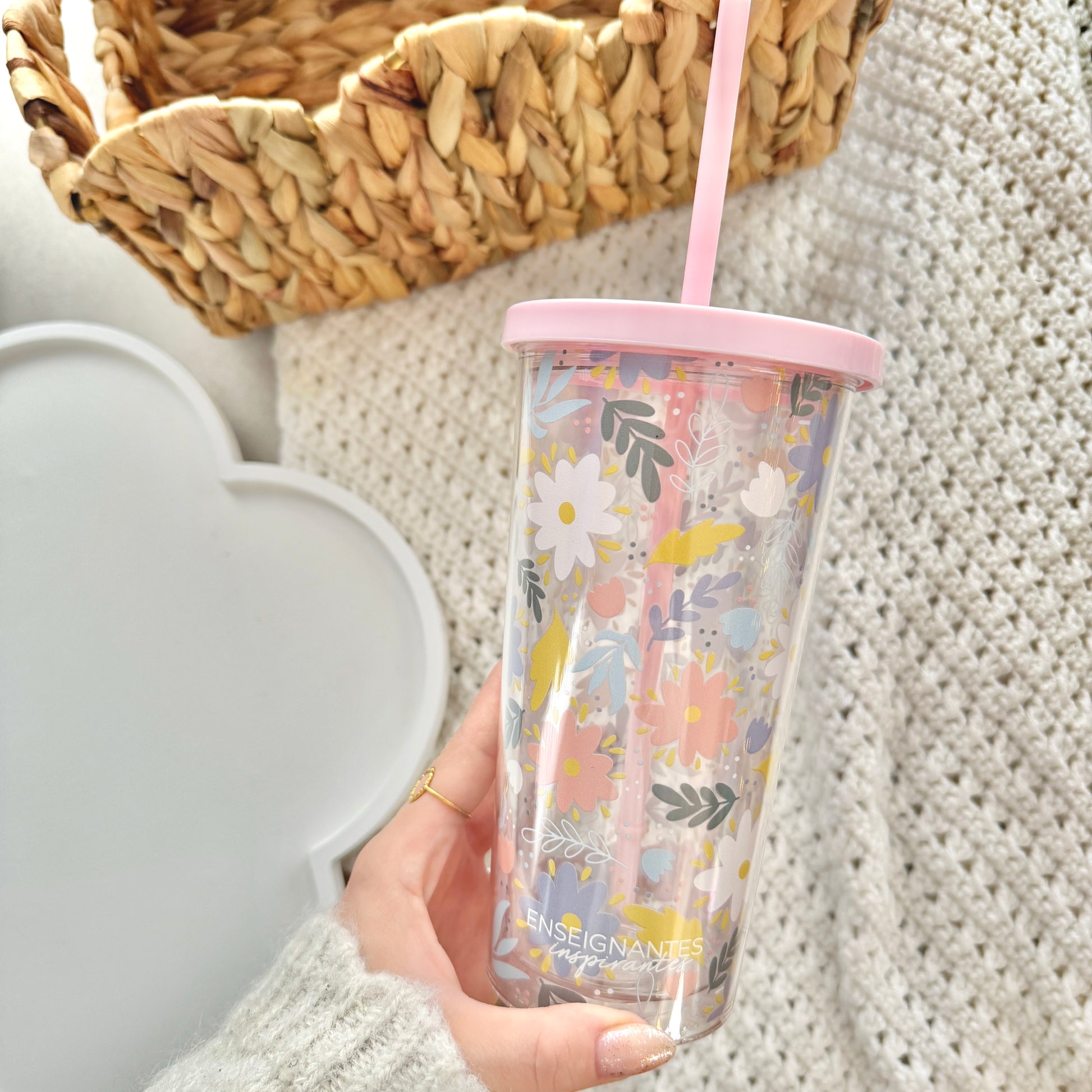 Verre double paroi (Fleurs colorées)