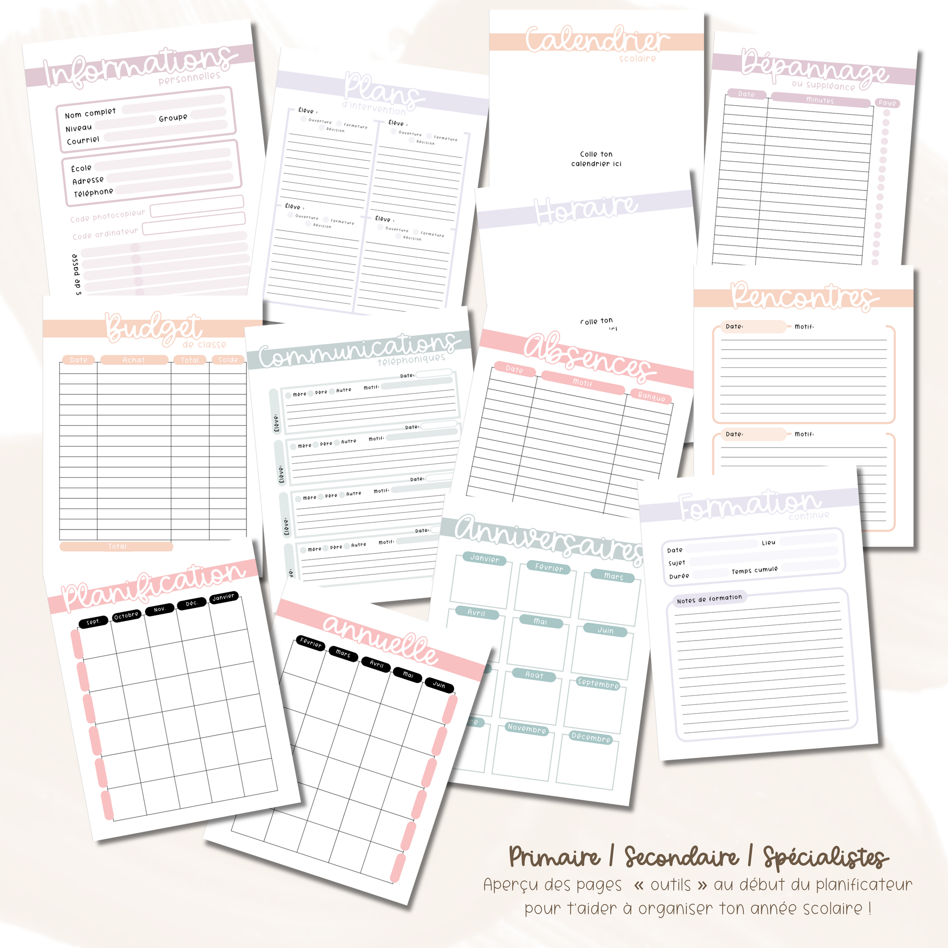 Planificateurs PDF (6 périodes) 2025-2026