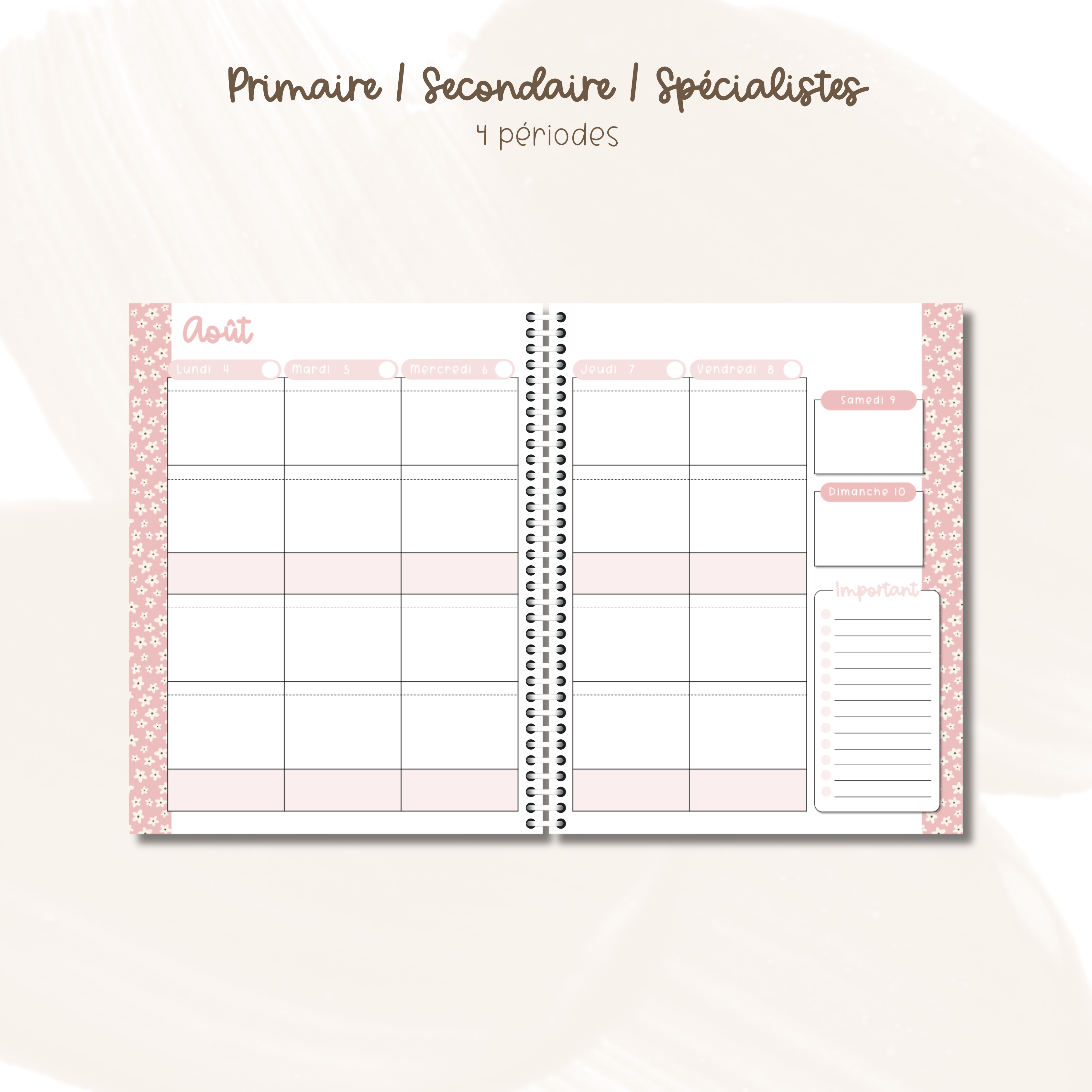 Planificateurs PDF (6 périodes) 2025-2026