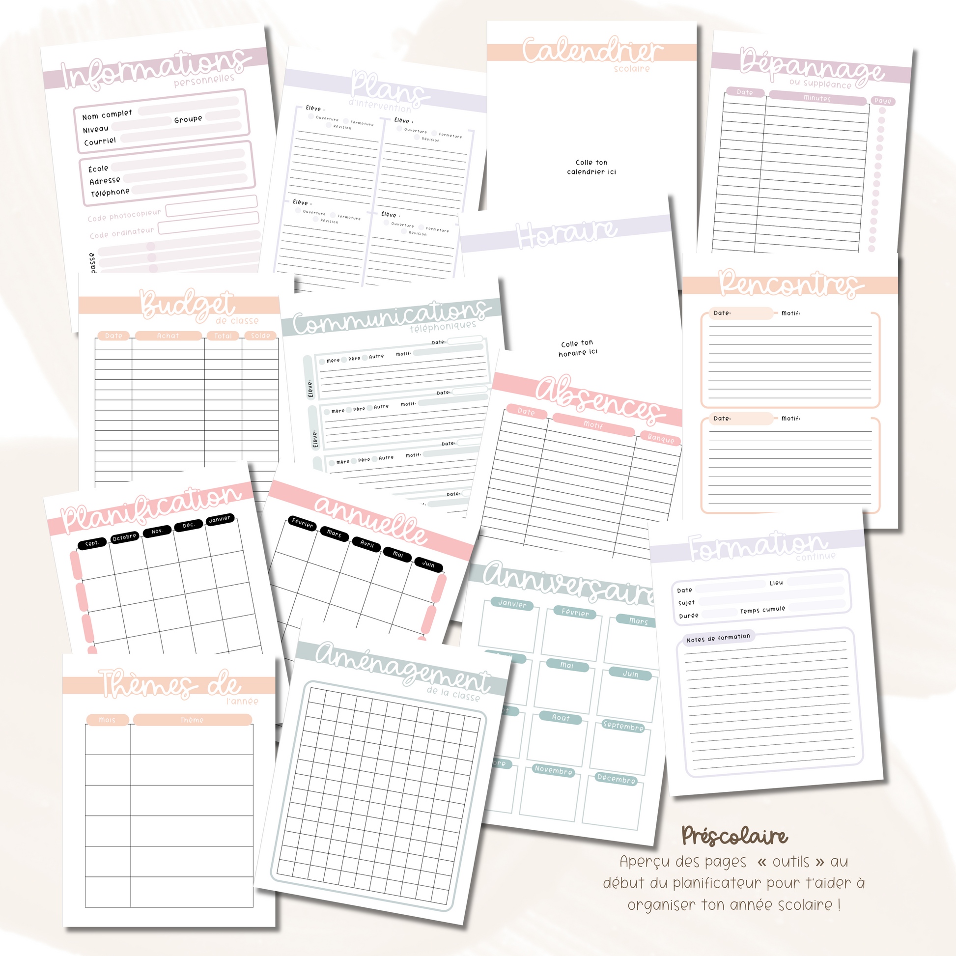 Planificateurs pour enseignant (préscolaire) 2025-2026