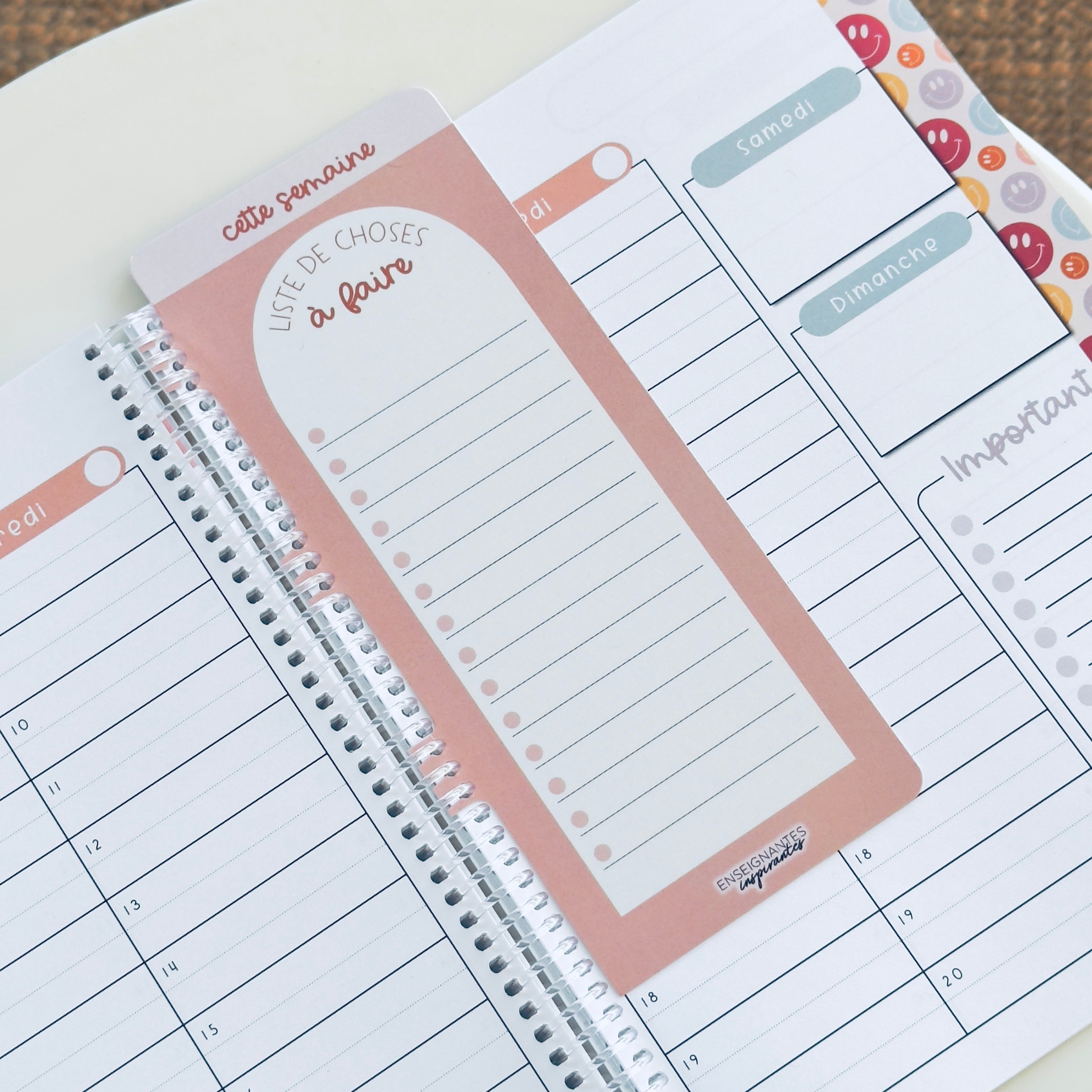 Insert à onglet effaçable pour agenda (Rose) – Enseignantes Inspirantes