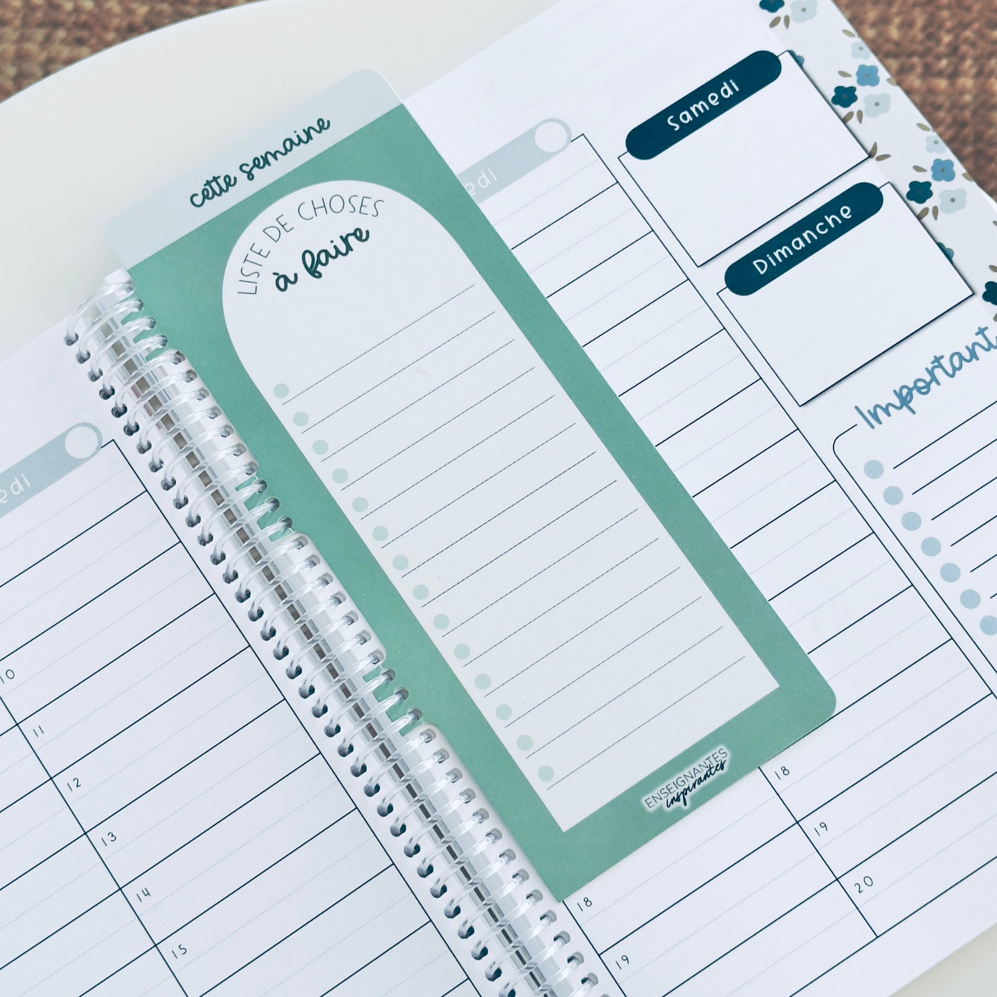 Insert à onglet effaçable pour agenda (Sauge)