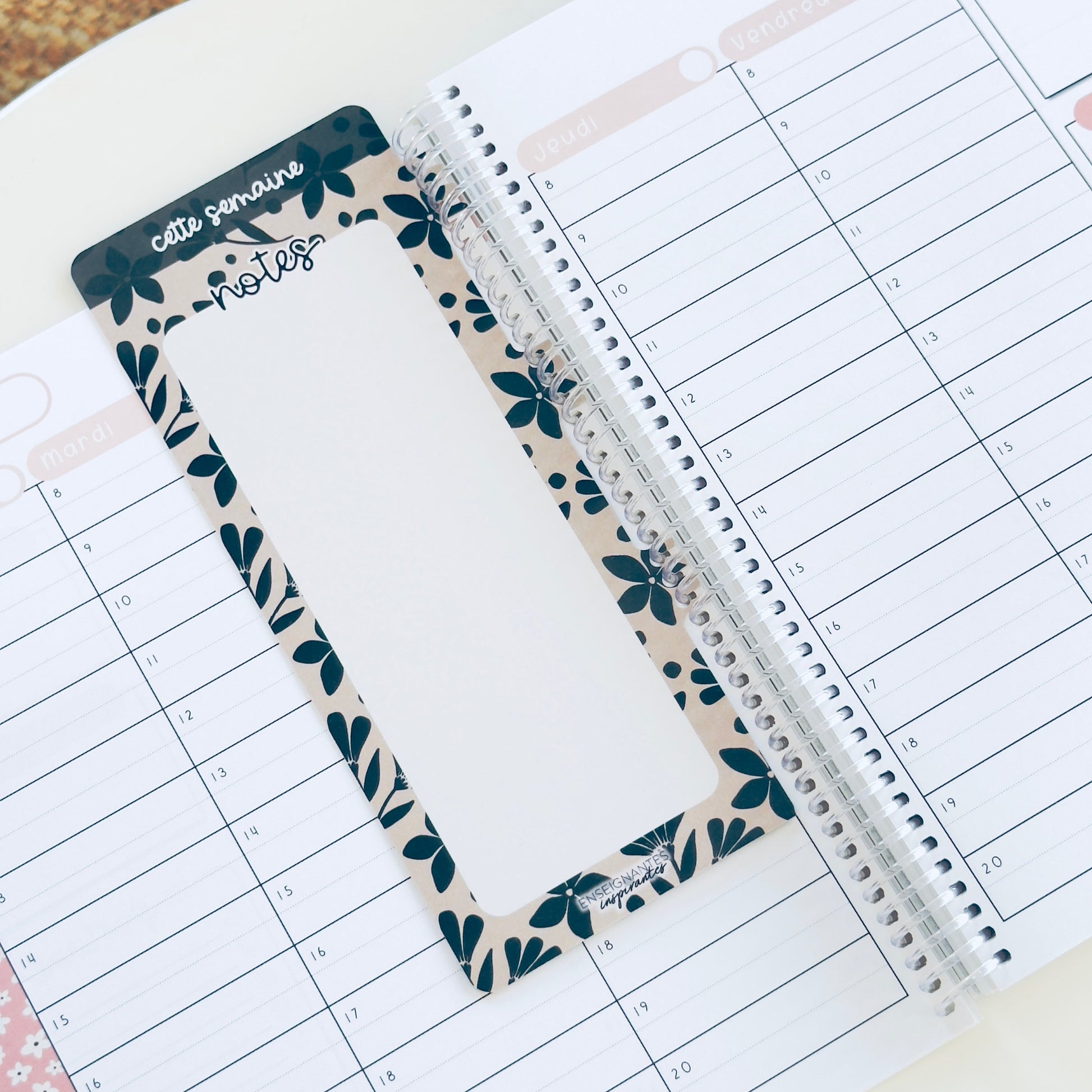 Insert à onglet effaçable pour agenda (crème)