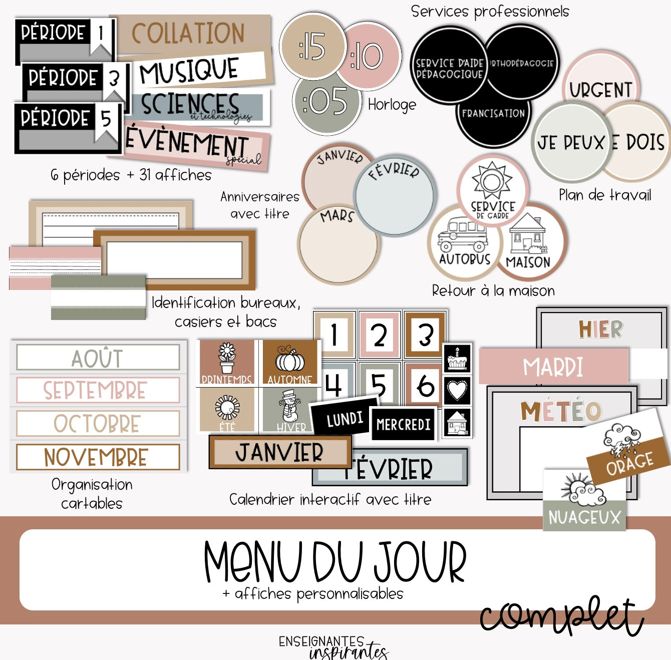 Menu du jour NUMÉRIQUE complet (minimaliste)