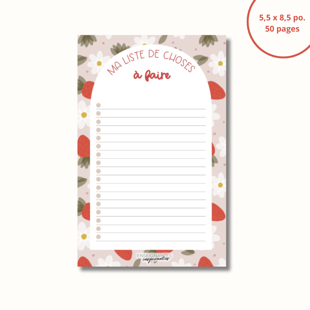 Bloc-note - Ma liste de choses à faire (Fraises)