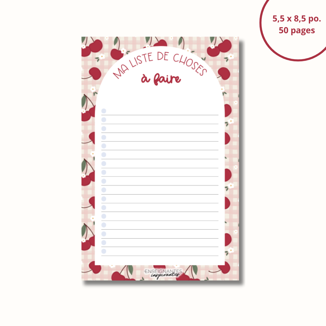 Image of Bloc-note - Ma liste de choses à faire (Cerises)