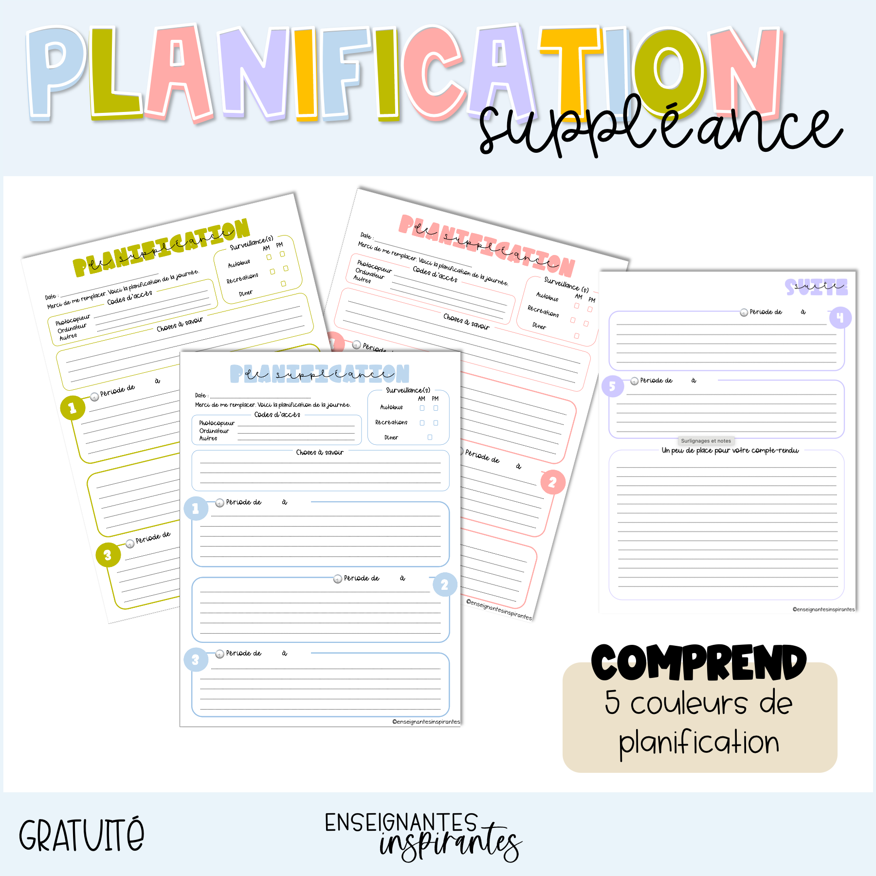 Planifications de suppléance