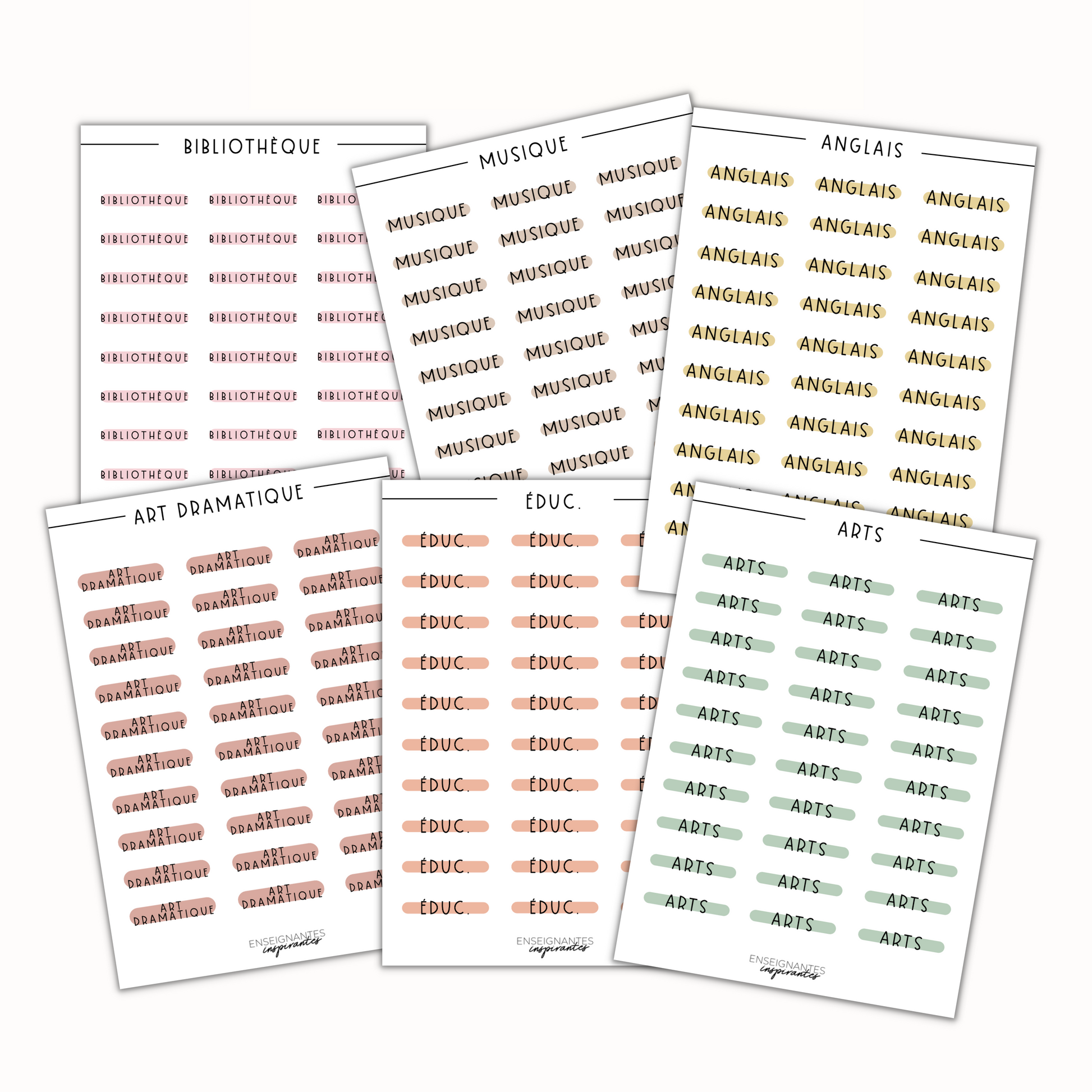 Feuille autocollants (spécialistes), 5x7 po.