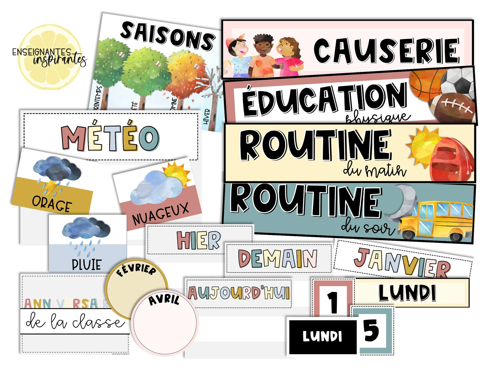 Menu du jour et calendrier interactif numériques (préscolaire)