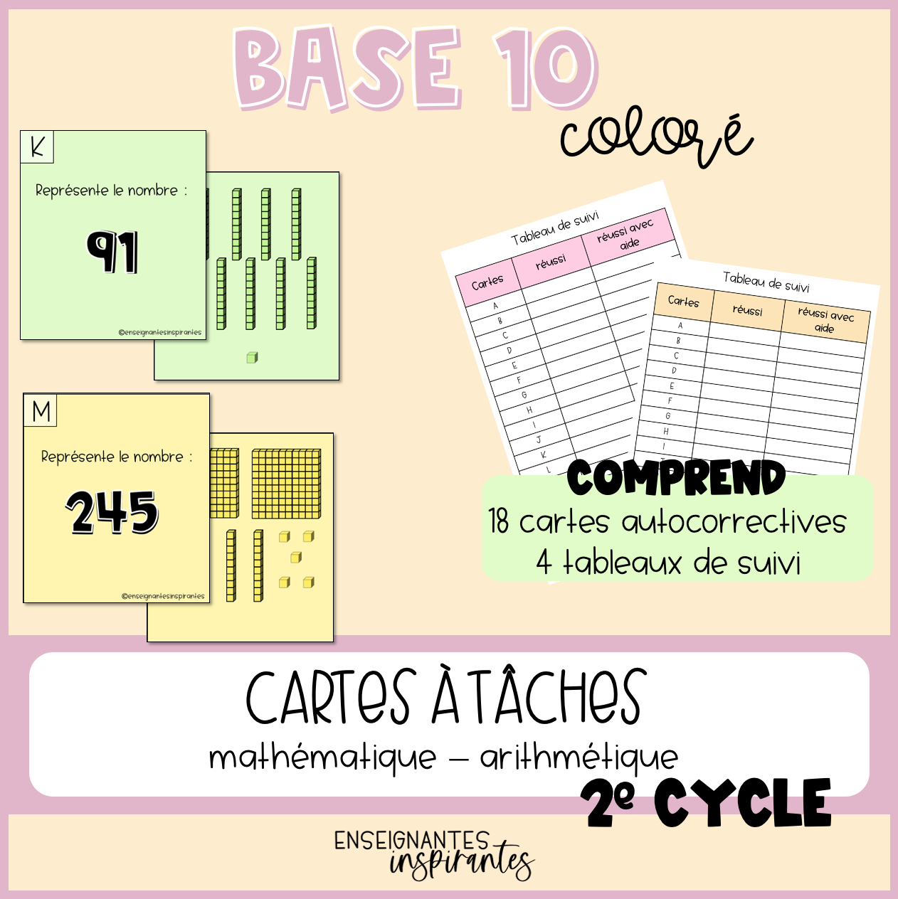 Task cards - base 10 colored