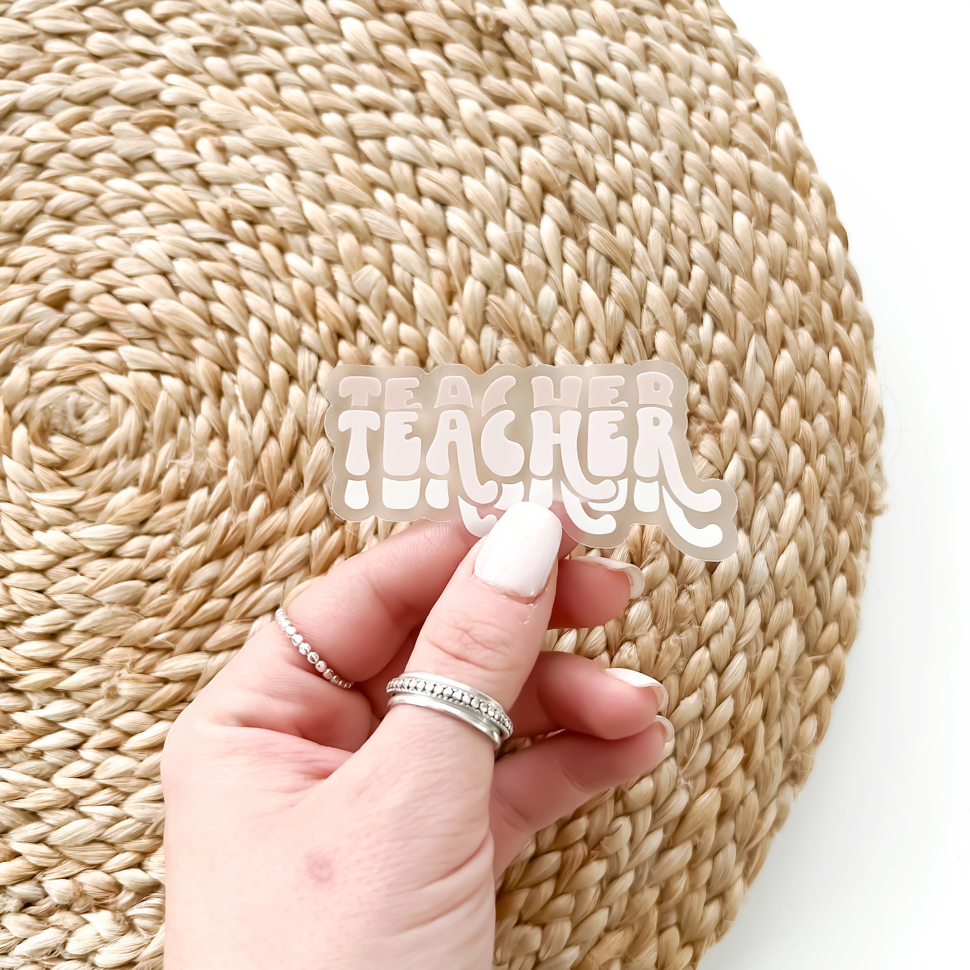 Large transparent “Teacher” sticker